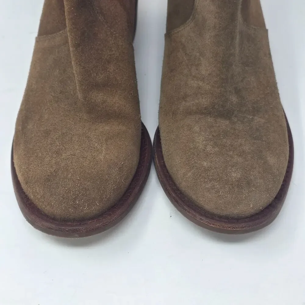 Tory Burch Siena Bootie Womens 9M Brown River Rock embossed Logo Boho Western